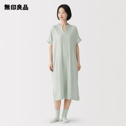 無印良品 MUJI 日本直邮MUJI 无印良品 可穿的毛巾双面绒半袖连衣裙  连衣裙