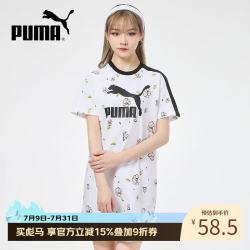 PUMA 女子夏季印花半袖休闲运动服透气短袖运动连衣裙532044-02 XL