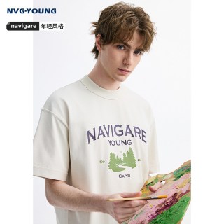 NVG·YOUNG NAVIGARE小帆船夏季新款宽松男士时尚短袖T恤