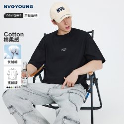 NVG·YOUNG navigare小帆船黑色短袖t恤男半袖t