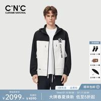 C'N'C CNC撞色防风连帽夹克2026春季奢侈品休闲冲锋外套男 黑色 46 /XS/(165/84A)