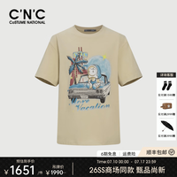 C'N'C 100%棉创意度假cona印花短袖T恤26春夏奢侈品上衣男 浅咖 52 /L/(180/96A)