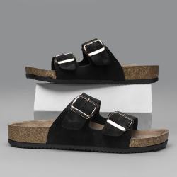 BIRKENSTOCK 复古潮流勃肯鞋软木拖鞋男夏季外穿2026新款凉拖鞋 黑色