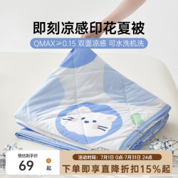 多喜爱 家纺双面凉感夏被单双人夏凉被可水洗空调被子 双面凉感-阿呜蓝莓 152*218cm