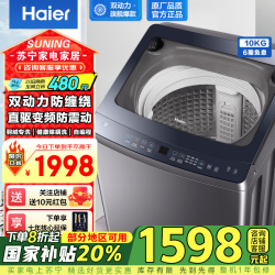 海尔 洗衣机家用租房10公斤双动力防缠绕洗衣机 直驱变频电机 羊毛洗 全自动洗衣机