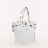 FURLA NET系列 女士牛皮大号菜篮子通勤托特手提包 纯白色