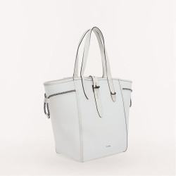 FURLA NET系列 女士牛皮大号菜篮子通勤托特手提包 纯白色