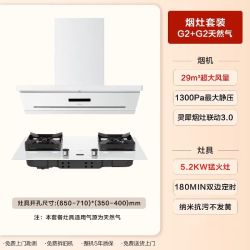 老板 G2P白色大吸力家用油烟机29m³+燃气灶一套