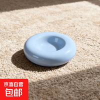 京喜自营-专用品牌 尾巴同款贝果碗陶瓷釉下彩猫碗吃粮喝水不黑下巴吃罐头宠物碗护颈 宝宝蓝 小号