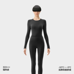 蕉内 红色计划热皮303+++男女士保暖套装抗菌加绒内衣加厚秋衣秋裤