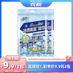 清风 冰感降温运动湿巾 5条*2包