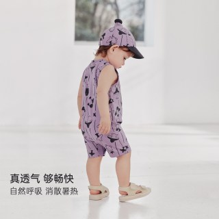 巴厘小猪 纯棉无袖背心连体衣