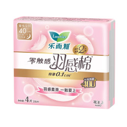 乐而雅 花王零触感卫生巾羽感棉日夜用25cm35cm特薄带护翼姨妈巾 羽感棉40cm4片
