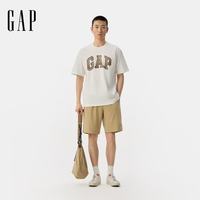 Gap 男女夏季款胶印大logo 纯棉短袖T恤 百搭宽松上衣 729356 白色