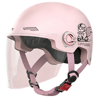 绿源 3C认证 电动车头盔 松鼠-粉色-透明长镜