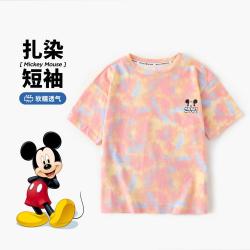 迪士尼 夏季薄款100%纯棉透气亲肤女童圆领上衣儿童T恤