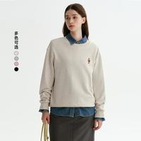 TEENIE WEENIE 小熊女装卫衣圆领春夏款复古时髦学院风质感上衣宽松落肩款套头衫