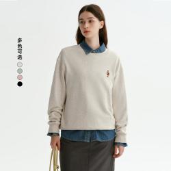 TEENIE WEENIE 小熊女装卫衣圆领春夏款复古时髦学院风质感上衣宽松落肩款套头衫