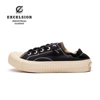 EXCELSIOR 饼干鞋 一脚蹬半拖帆布鞋 黑色