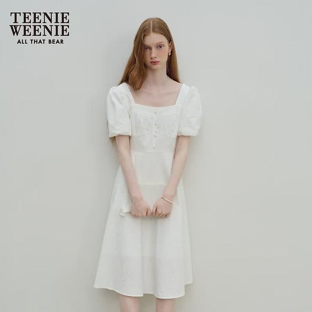 TEENIE WEENIE 方领泡泡袖 象牙白 连衣裙