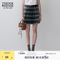 TEENIE WEENIE 小熊半身裙女夏季复古撞色格纹高腰百褶裙半身裙 撞色 XS