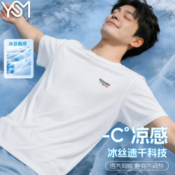 翊尚美 冰丝短袖男夏季新款圆领宽松网眼休闲上衣速干运动凉感薄款T恤