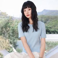 雪中飞 莱赛尔圆领正肩短款 黑色 女士T恤