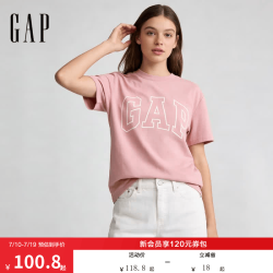 Gap 男女装2026春季款纯棉印花logo短袖T恤美式725617 粉色 XS (165/84A)亚洲尺码