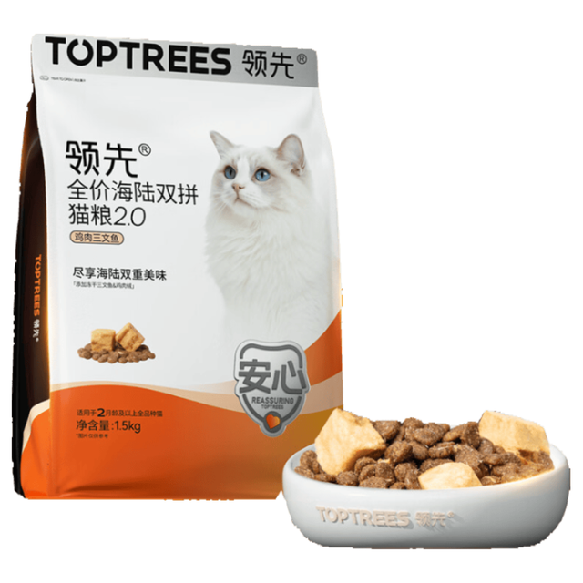 领先 全价海陆双拼猫粮 鸡肉三文鱼味 1.5kg*3袋