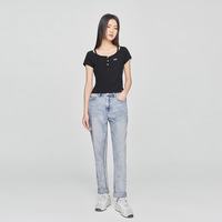 Lee 411高腰小直脚浅蓝女凉感牛仔裤