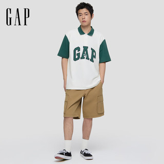 Gap 868215 珠地网眼撞色logo 白色 L 男士POLO衫