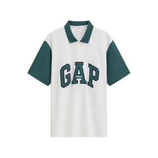 Gap 868215 珠地网眼撞色logo 白色 L 男士POLO衫