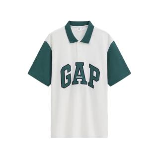 Gap 868215 珠地网眼撞色logo 白色 L 男士POLO衫