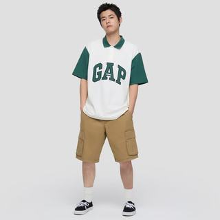 Gap 868215 珠地网眼撞色logo 白色 L 男士POLO衫