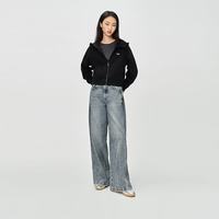 Lee 宽松五袋款复古中蓝色女宽松阔腿牛仔裤