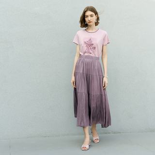 颜域 女士短袖T恤 浅紫 S
