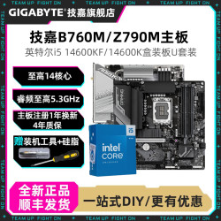 技嘉 英特尔i5 14600KF/14600K盒装+技嘉B760M台式机主板CPU套装板U套