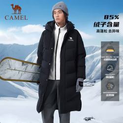 骆驼 长款热反射防风防钻绒 黑色 M码 户外羽绒服