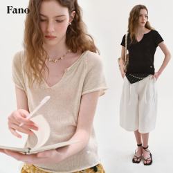 fano studios 范洛Fano 通勤百搭卷边V领针织衫女