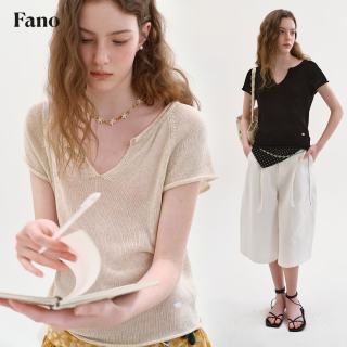 fano studios 范洛Fano 通勤百搭卷边V领针织衫女