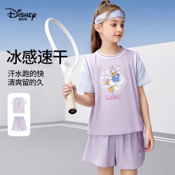 迪士尼 女童短袖套装 紫色 130