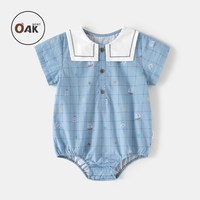 OAKMONT Oak mont夏季婴儿包屁衣宝宝纯棉短袖海军领三角哈衣女童连体衣