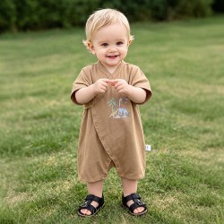 OAKMONT Oak mont新生婴儿衣服夏季短袖连体衣宝宝和尚服莫代尔和式爬服