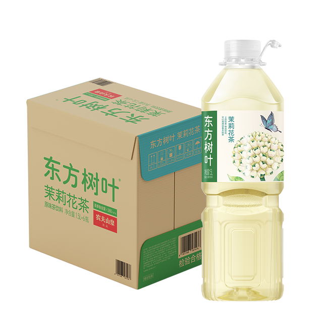 多口味可选、无糖无添加：农夫山泉 东方树叶 青柑普洱/乌龙茶 无糖茶饮料1.5L*6瓶