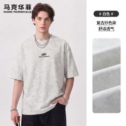 马克华菲 潮流舒适美式复古炒色染短袖男