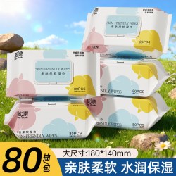 纯竹工坊 蓝漂婴儿湿巾80抽亲肤柔湿巾清洁卫生手口湿巾家用湿纸巾大包整箱