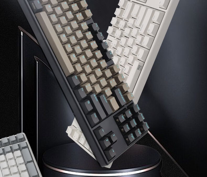 NIZ 宁芝X87系列PLUM 87键2.4G双模无线静电容键盘白灰色静电容轴无光