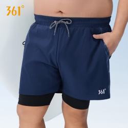 361° 泳裤男款夏季游泳沙滩裤大码男士速干双层温泉裤防尴尬游泳装备 藏青蓝40182 3XL