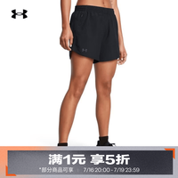 安德玛 UA夏季Fly-By女子跑步运动短裤1383168 黑色002 L