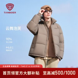 坦博尔 男女同款泡芙羽绒服防泼水易去污面料暖肩科技立领保暖秋冬厚外套 月霜灰 L (175)